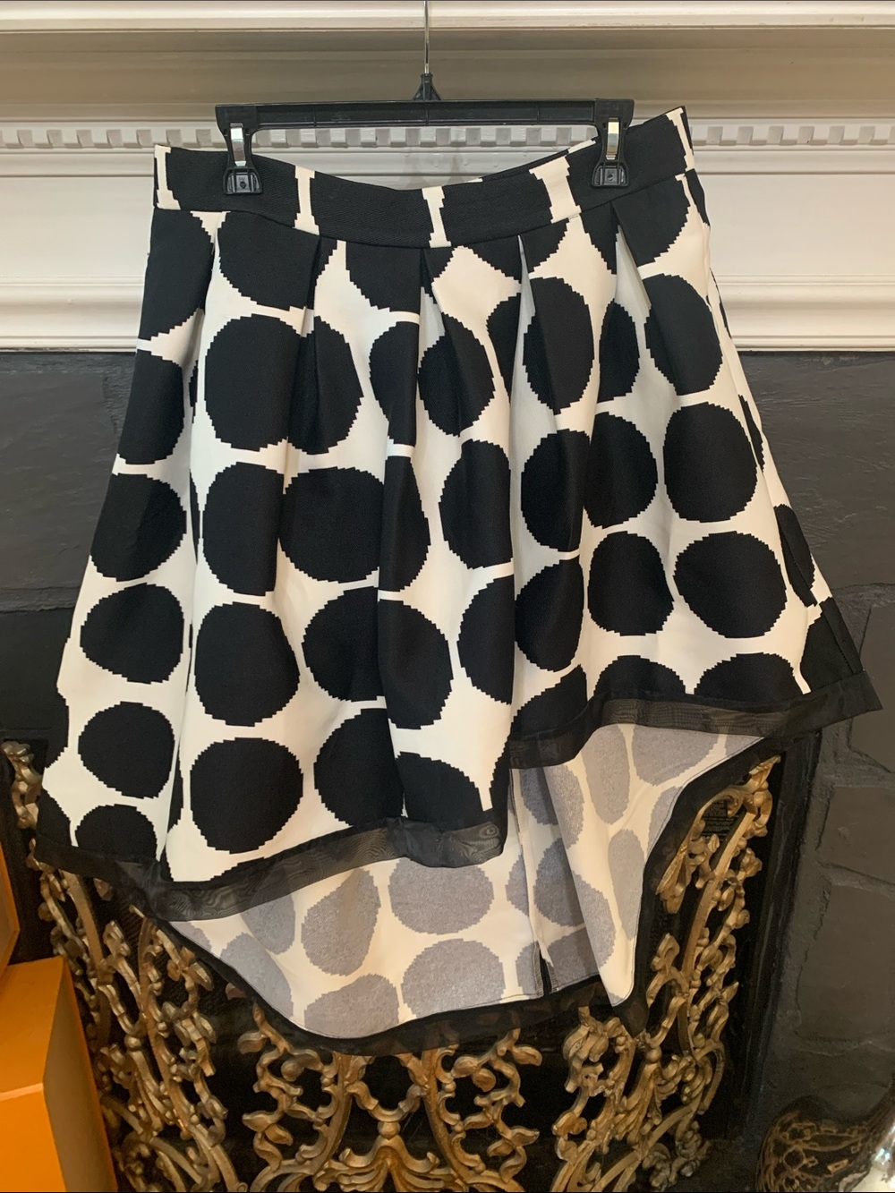 Black & White Polka Dot High-Low Skirt